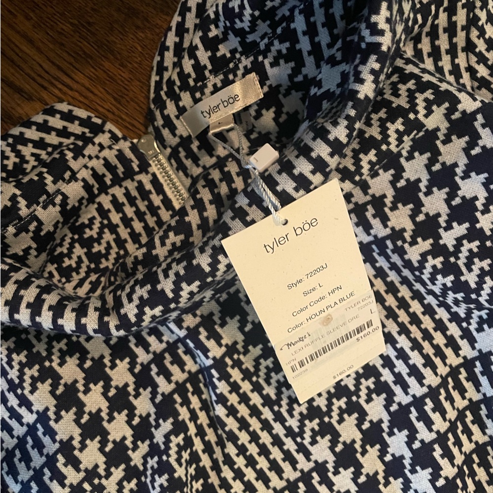 Tyler Boe Navy Houndstooth Dress - Size Large